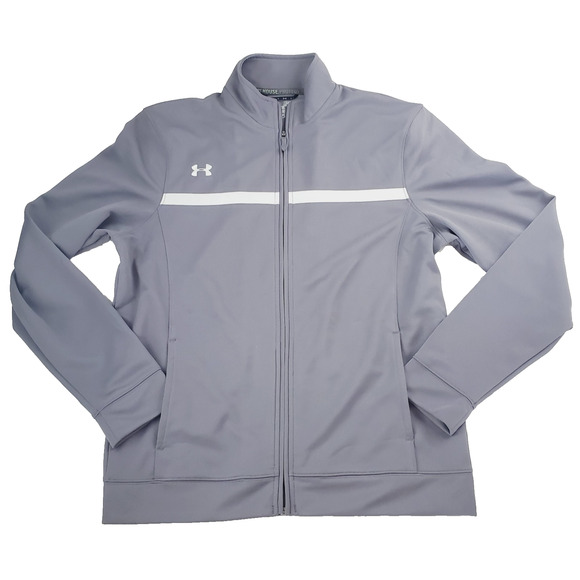 Under Armour Protect This House Track Jacket Mens M Loose Full Zip Gray & White - Picture 1 of 10